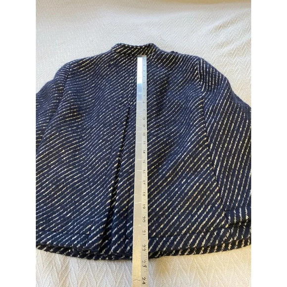 Banana Republic Women's Navy Wool Alpaca Mohair Poncho Shall Sz L Striped Luxury - Picture 16 of 16